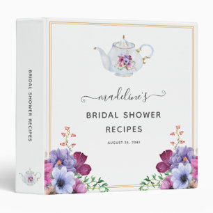 Tea Floral Bridal Shower Recipe Binder