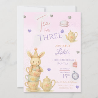 Tea For Three Birthday Party Invite, Invitation