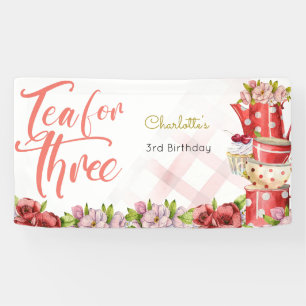 Tea for three, tea flowery birthday banner