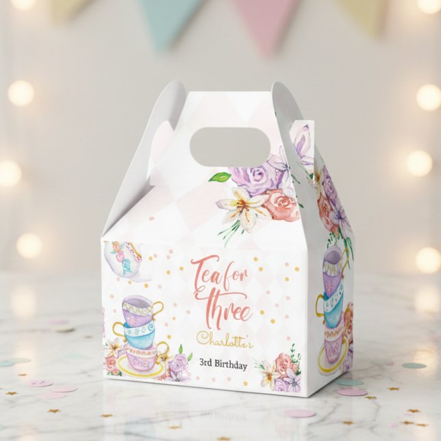 Tea for three, third tea birthday favor box (Creator Uploaded)