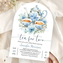 Tea For Two Baby Shower Boy Dusty Blue Arch