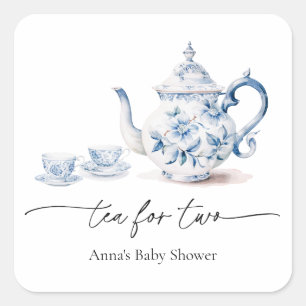 Tea for Two Baby Shower Square Sticker