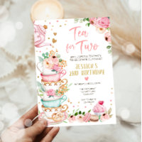 Tea for Two Birthday Invitation Floral Tea Party