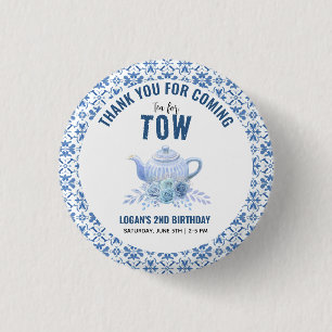 Tea for Two – Floral 2nd Birthday Party 1 Inch Round Button