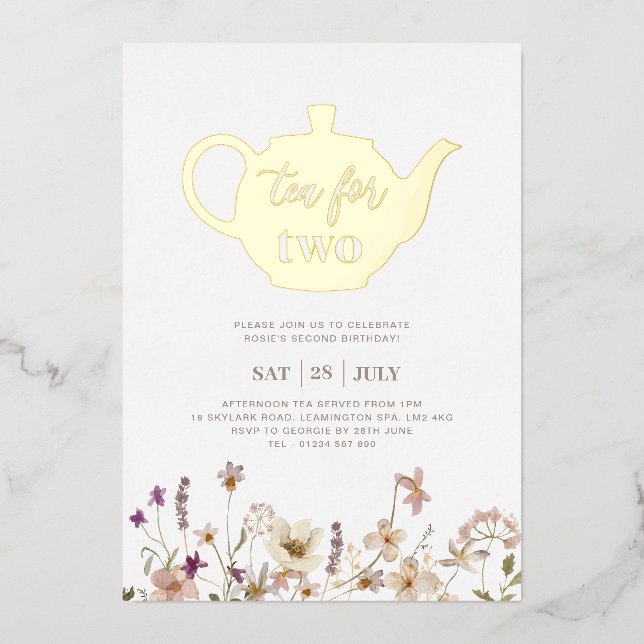 Tea For Two Floral Birthday - Gold (Front)