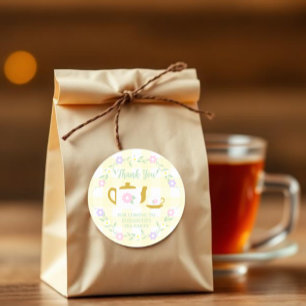 Tea for Two Girl 2nd Birthday Classic Round Sticker