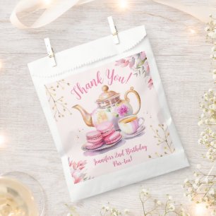 Tea For Two! Girl Pink Floral 2nd Birthday Par-tea Favour Bag