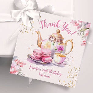 Tea for Two! Girl Pink Floral 2nd Birthday Par-tea Favour Tags