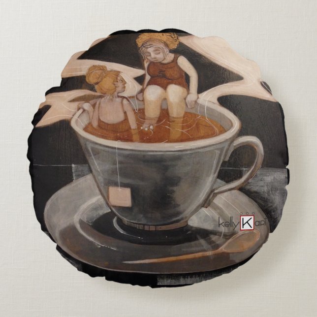 Tea for Two Round Pillow (Front)