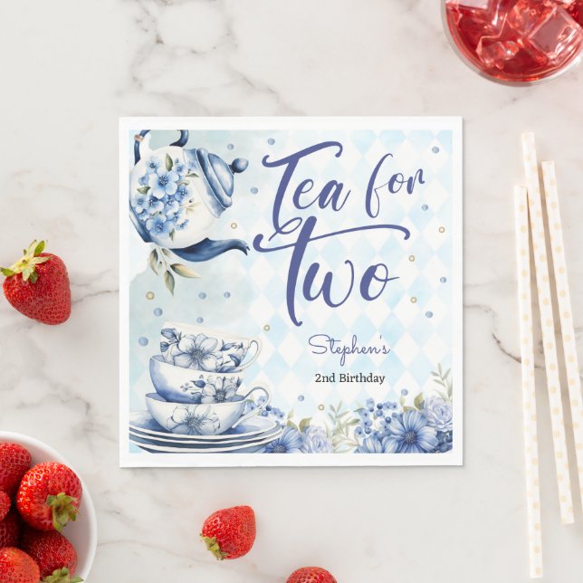 Tea for two, second birthday for kids napkin (Insitu)