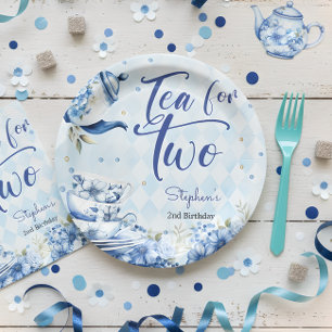 Tea for two, second birthday for kids paper plate
