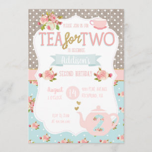 Tea for Two Second Birthday Invitation