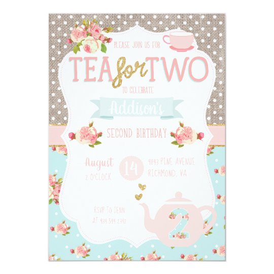 tea for two second birthday invitation zazzle ca second birthday invitations