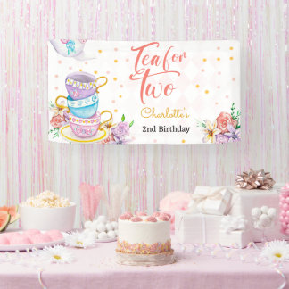 Tea for two, tea birthday banner