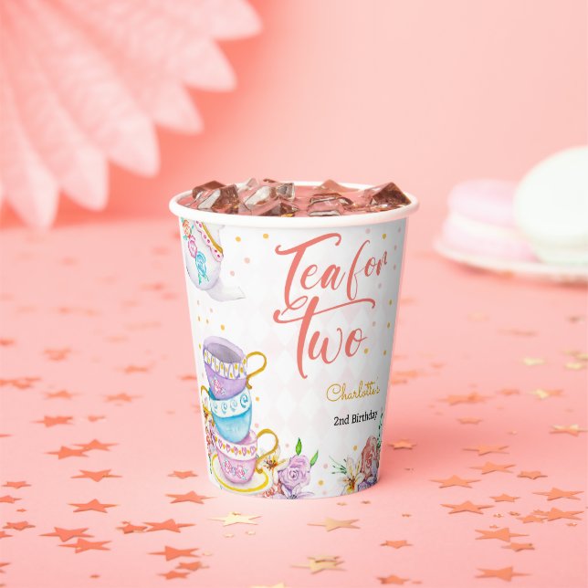 Tea for two, tea birthday paper cups (Insitu)