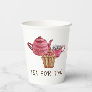 Tea For Two Tea Cup Trio Pattern - 8oz Paper Cup