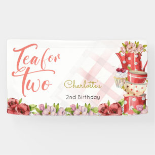 Tea for two, tea flowery birthday banner