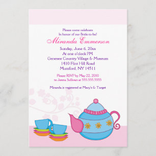 Tea For Two Tea Party Bridal Shower 5x7 Invitation