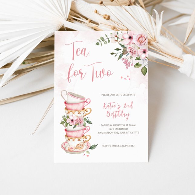 Tea For Two Teacups Theme Birthday Invitation (Creator Uploaded)