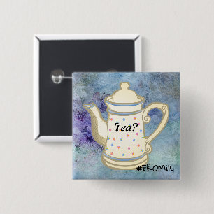 Tea? #FROMily From Fandom Liu Diner Design 2 Inch Square Button