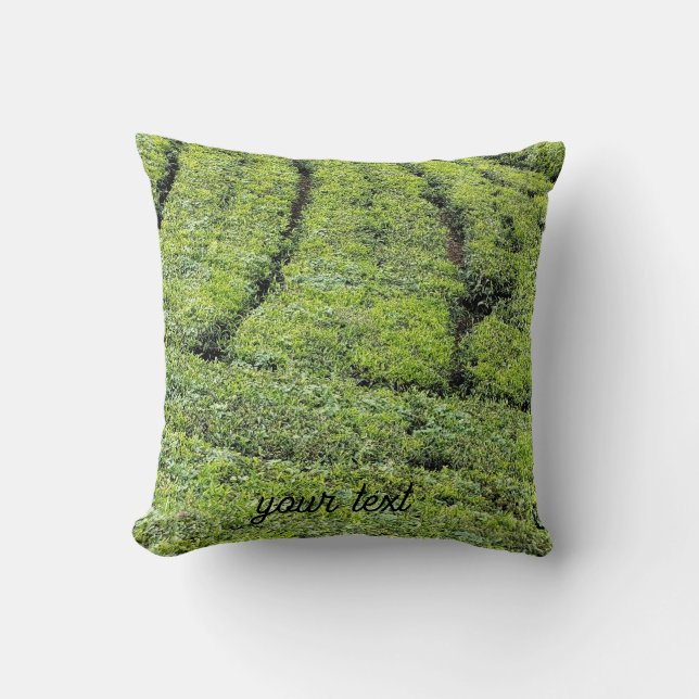 Tea gardens of Munnar on  Throw Pillow (Front)