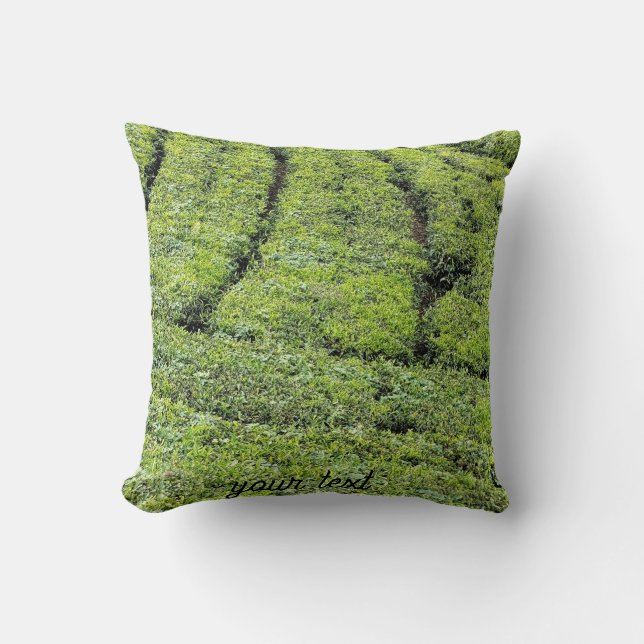 Tea gardens of Munnar on  Throw Pillow (Front)