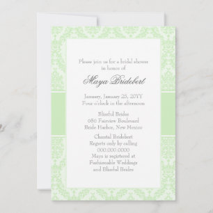 Tea Green Damask Invitation de douche nuptiale