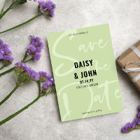 Tea Green Modern Script Typography Save the Date