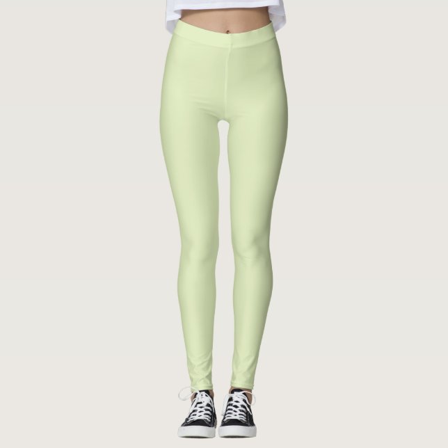 Tea Green Solid Blank Colour Leggings (Front)