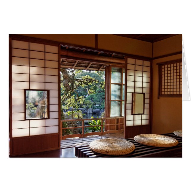 Tea house in spring card (Front Horizontal)