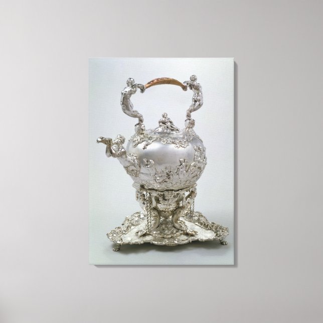 Tea kettle and stand by C.Kandler, London, 1730 Canvas Print (Front)