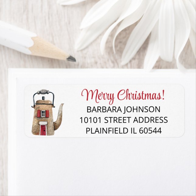Tea Kettle Home, Joyeux Noël Retour Adresse (En situation)