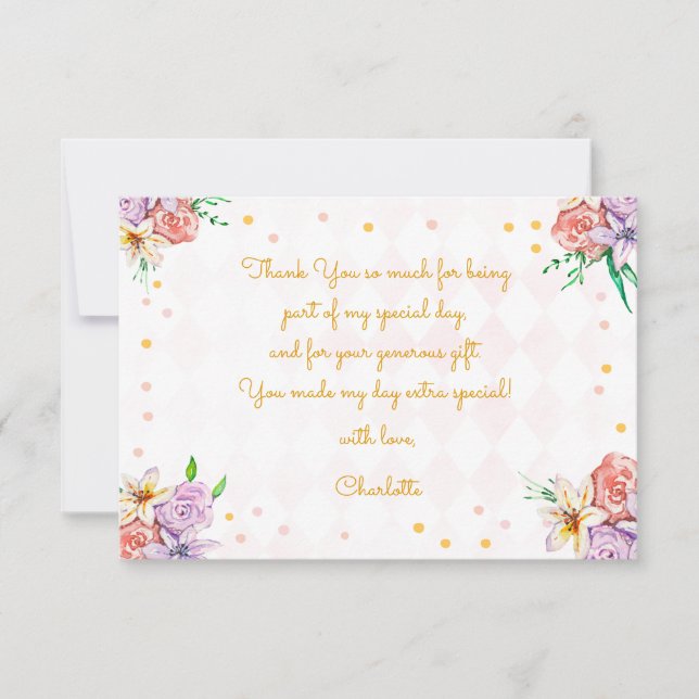 Tea kids birthday thank you card (Front)