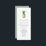Tea Length Wedding Program Template Pineapple<br><div class="desc">This tea length wedding program template feature a unique watercolor pineapple. Use the template fields to add your order of service. The card reverses to a solid sage green colour. A tropical choice for destination beach weddings. To see more wedding themes like this visit www.zazzle.com/dotellabelle Unique art and design by...</div>