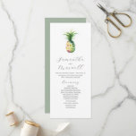 Tea Length Wedding Program Template Pineapple<br><div class="desc">This tea length wedding program template feature a unique watercolor pineapple. Use the template fields to add your order of service. The card reverses to a solid sage green colour. A tropical choice for destination beach weddings. To see more wedding themes like this visit www.zazzle.com/dotellabelle Unique art and design by...</div>