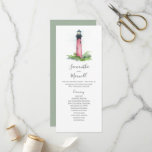 Tea Length Wedding Programs Lighthouse<br><div class="desc">These tea length wedding program templates feature a watercolor Jupiter, Florida lighthouse in shades of red. Use the template fields to add your order of service. The card reverses to a solid complimentary colour. A coastal choice for nautical and beach weddings. To see more wedding themes like this visit www.zazzle.com/dotellabelle...</div>