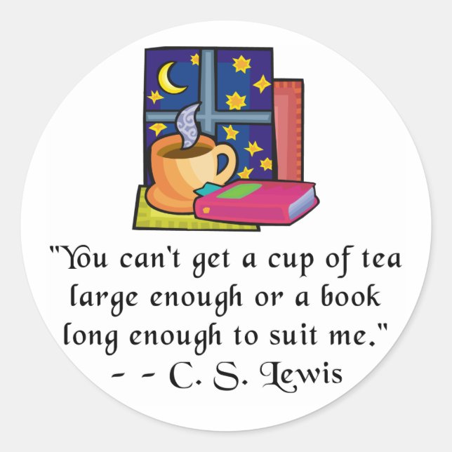 Tea & Livres avec Citation Stickers ronds, 2 taill (Devant)