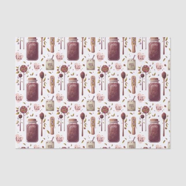 Tea Lovers' Collage - Tea Jars and Herbs  Tissue Paper (Front)