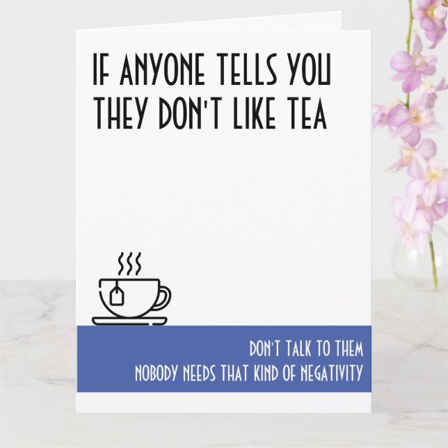 Tea Lover's Large Blue Birthday Card (Orchid)
