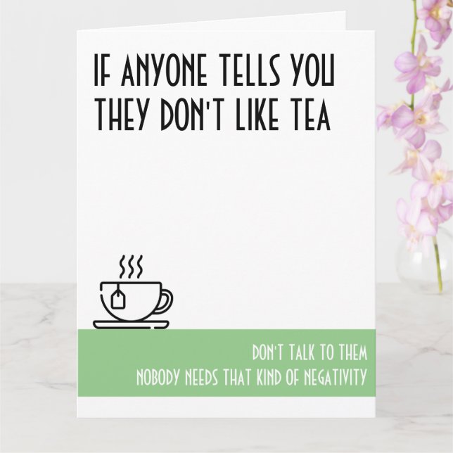 Tea Lover's Large Green Birthday Card (Orchid)