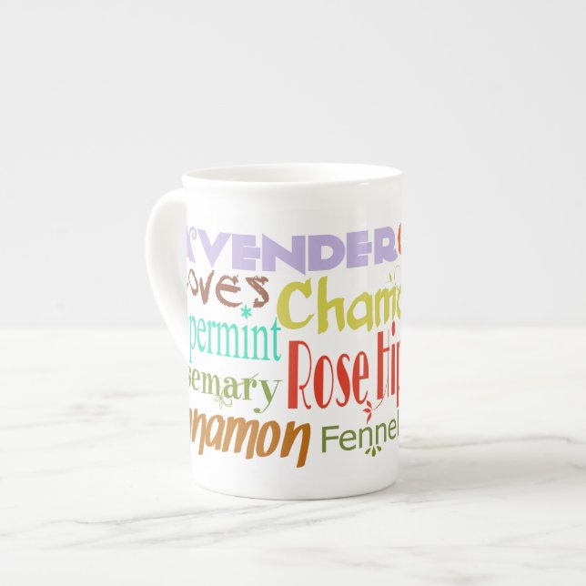 Tea Lovers Natural Herbs & Spices Bone China Mug (Front Left)