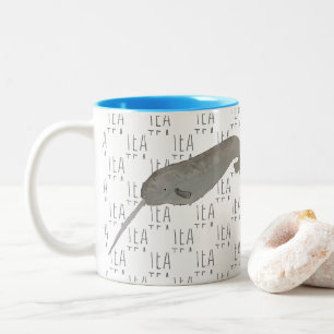 Tea Marine Mammal Watercolor Narwhal Two-Tone Coffee Mug