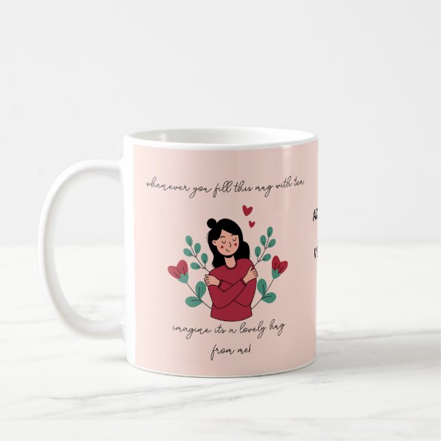 Tea Mug With a Hug Personalised Gift Cup (Left)