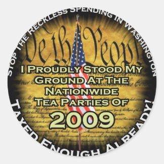 Tea party 2009 classic round sticker