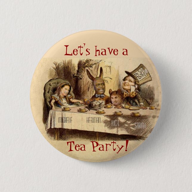 Tea Party 2 Inch Round Button (Front)