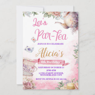 Tea Party 5th 6th 7th 8th Birthday, Tea Party Invitation