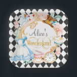 Tea party alice in wonderland girl birthday paper  paper plate<br><div class="desc">Alice in Wonderland mad hater tea party birthday</div>