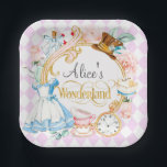 Tea party alice in wonderland girl birthday paper  paper plate<br><div class="desc">Alice in Wonderland mad hater tea party birthday</div>