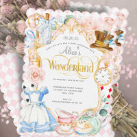 Tea party Alice in wonderland pink girl birthday I