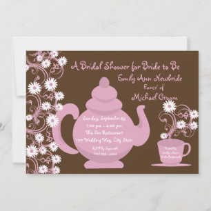 Tea Party and Daisy Bridal Shower Invitation